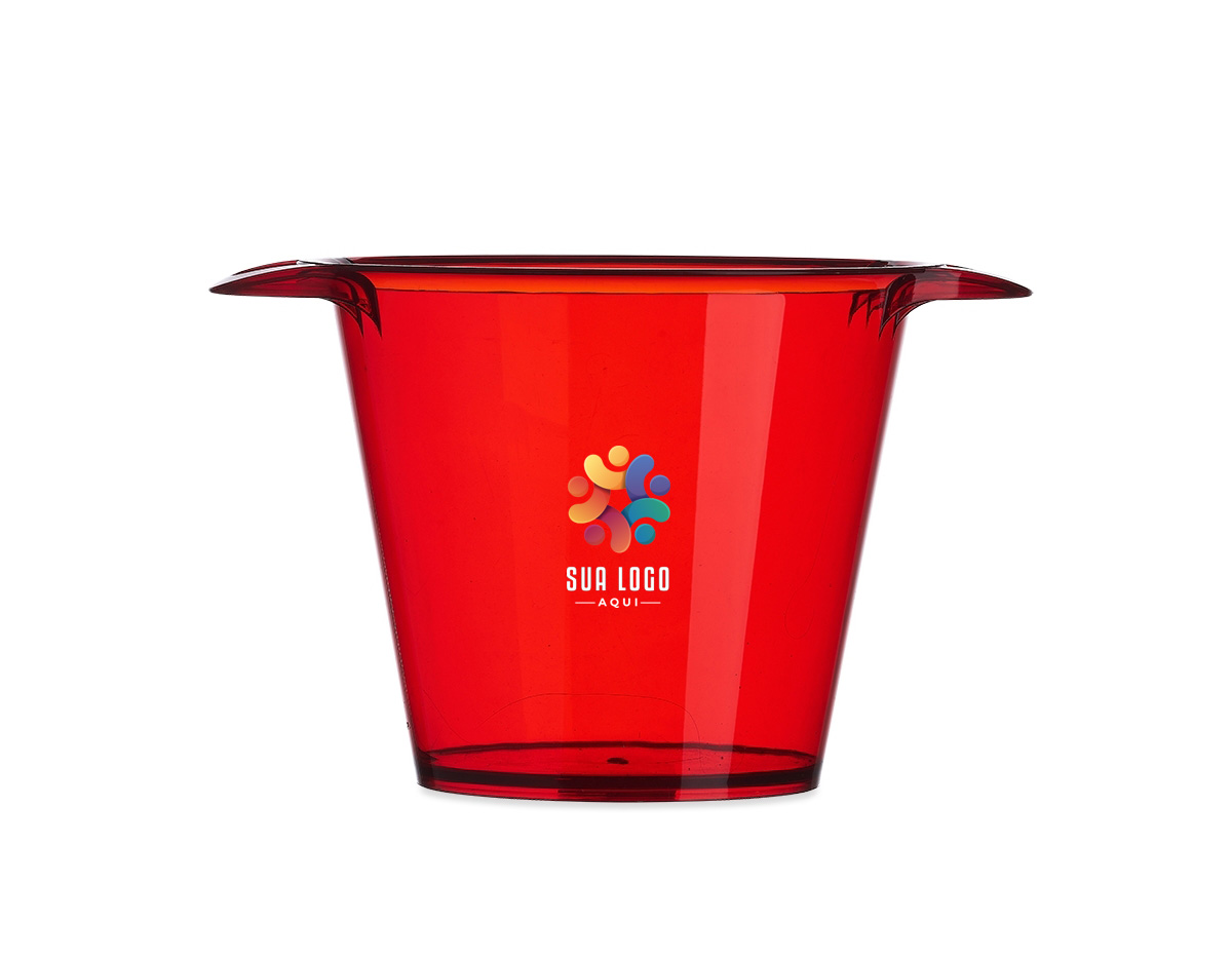 Balde de gelo com capacidade para 4 litros, ideal para manter bebidas refrigeradas. Possui alças laterais para facilitar o transporte. Na versão branca, apresenta acabamento leitoso, conferindo um visual sofisticado e discreto ao produto.
