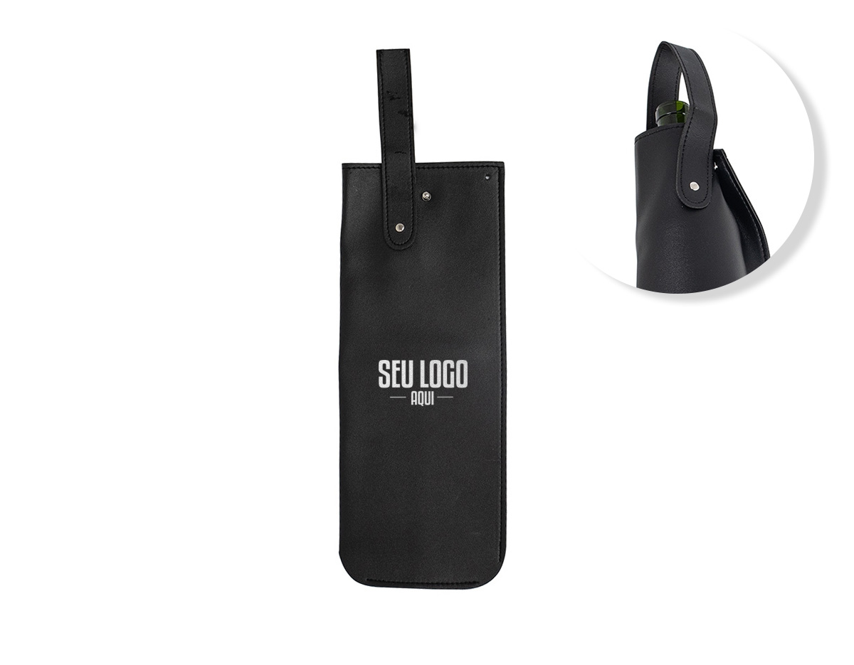 Apresentação sofisticada e prática! O porta vinho feito em poliuretano comporta uma garrafa e é ideal para um manuseio seguro e eficiente. Conta com alça para transporte e encaixe superior, proporcionando um fechamento firme e mantendo a garrafa estável dentro do estojo.