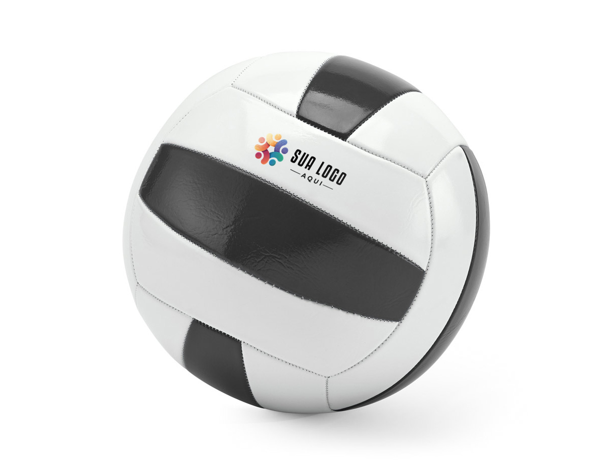 Bola de voleibol em PVC, com faixas azuis e brancas. Produto certificado conforme a portaria Inmetro nº 302 de 12/Jul/2021, garantindo segurança e qualidade. Tamanho 5, ideal para partidas e treinos.