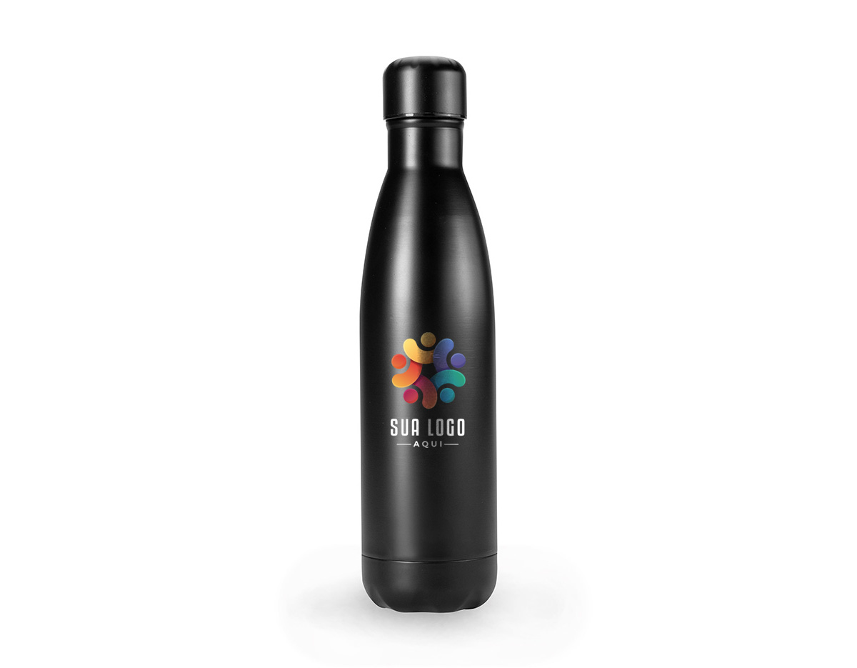 Garrafa de 750ml em inox com acabamento em pintura fosca, unindo estilo e durabilidade. Possui tampa rosqueável que garante vedação segura, ideal para manter sua bebida protegida durante o dia. Perfeita para uso diário, atividades físicas ou viagens.