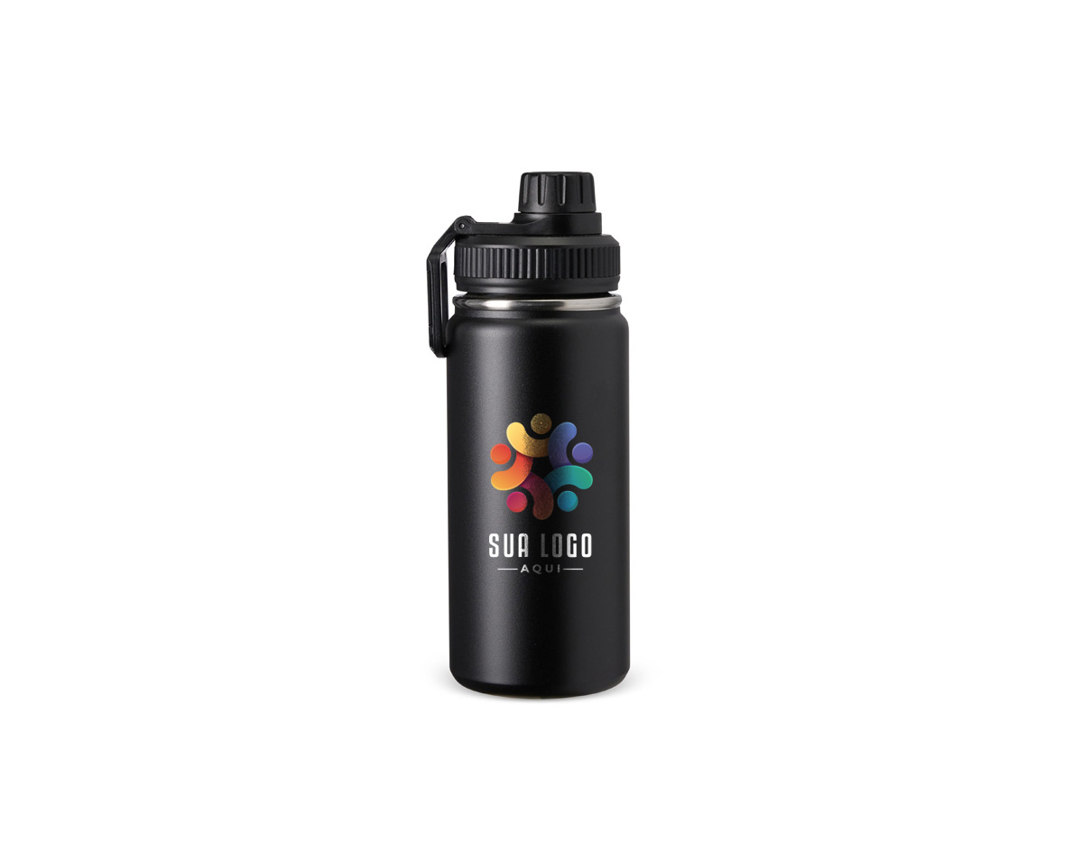 Garrafa térmica inox de capacidade de até 550ml. A pintura eletrostática garante uma cor duradoura e acabamento de maior qualidade. Sua parede dupla e isolamento à vácuo mantém o líquido conservado por mais tempo e permite o uso da garrafa sem a necessidade de se preocupar em entrar em contato direto com o calor interno ou vazamentos. Além disso, a garrafa conta com uma tampa rosqueável e uma alça que facilita o transporte para qualquer lugar.