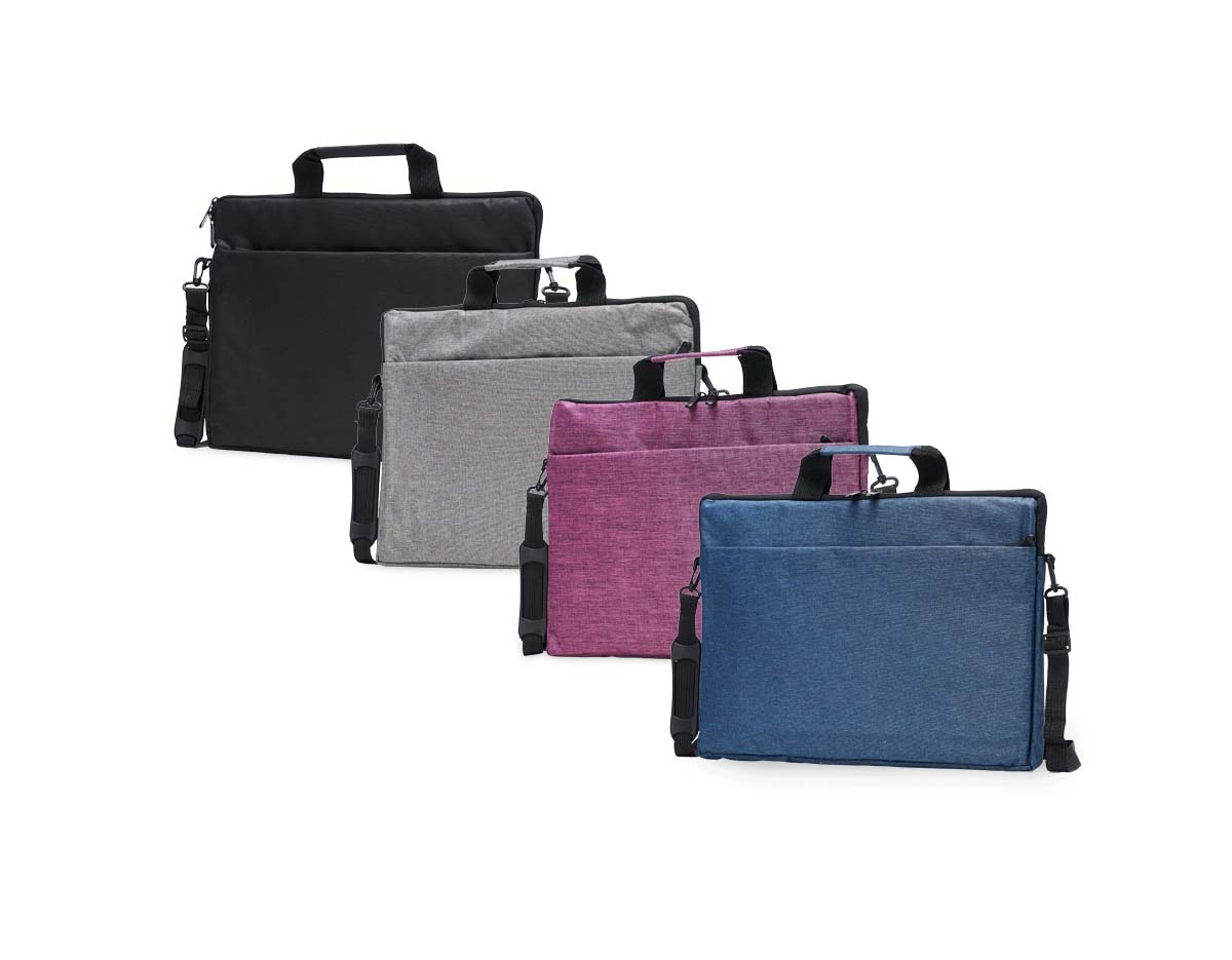 Pasta para notebook 15’6 em poliéster resistente à água com dois compartimentos, sendo o principal para notebook e o outro frontal. Contém interior forrado e almofadado, alça para encaixe em malas de viagem e acompanha alça transversal.