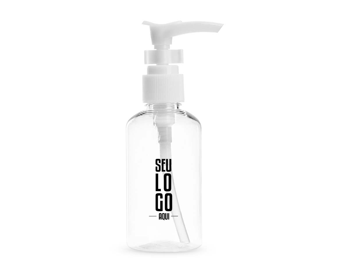 Frasco de 75ml em polietileno, com tampa rosqueável, válvula pump e trava de segurança. Ideal para líquidos, cosméticos e uso diário com praticidade.