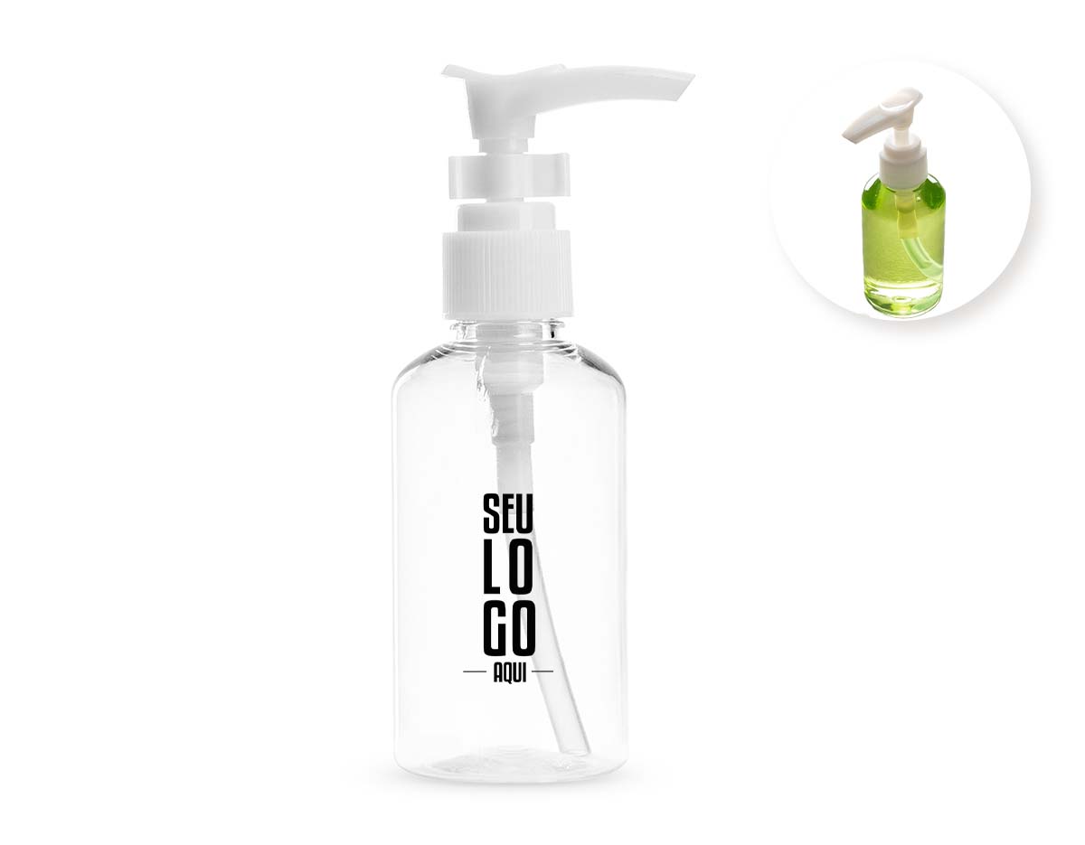 Frasco de 75ml em polietileno, com tampa rosqueável, válvula pump e trava de segurança. Ideal para líquidos, cosméticos e uso diário com praticidade.