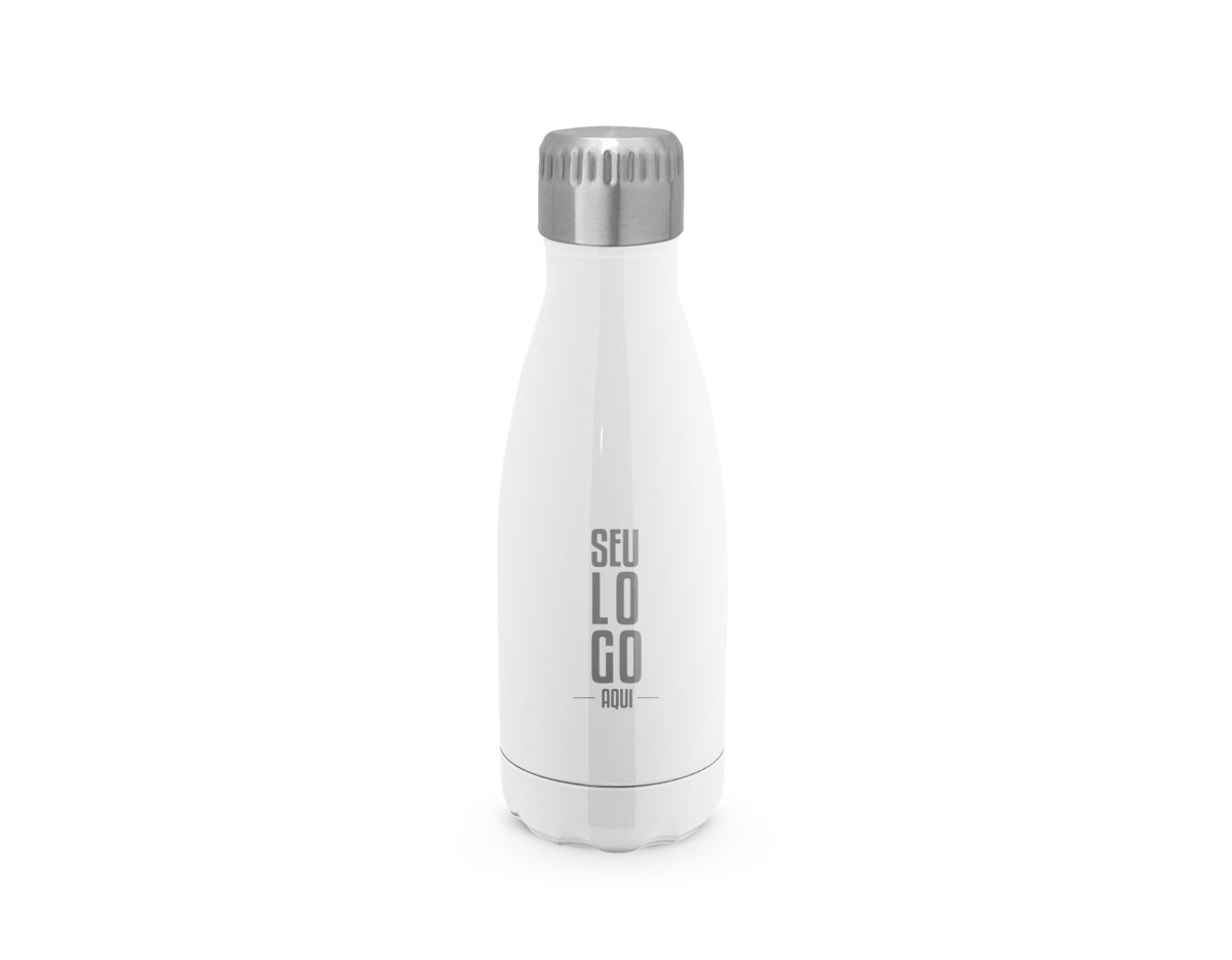 Garrafa térmica para sublimação, fabricada em aço inox com parede dupla e isolamento a vácuo. A tampa possui sistema de vedação que contribui para manter a temperatura por mais tempo. Capacidade de até 380ml.