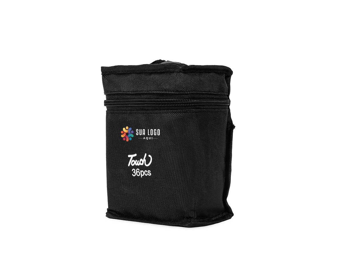 Um kit com 36 canetas marcadoras com pontas duplas: uma fina e outra chanfrada grossa. Cada uma das canetas possui corpo leve em plástico, projetado com foco na ergonomia, o que torna seu manuseio simples e agradável até mesmo em períodos prolongados. Este é um conjunto que, através de toda a sua versatilidade com as pontas e a variedade de cores, traz todas as possibilidades criativas para pintar, desenhar, escrever ou marcar textos. Acompanham bolsa para facilitar o transporte do kit.