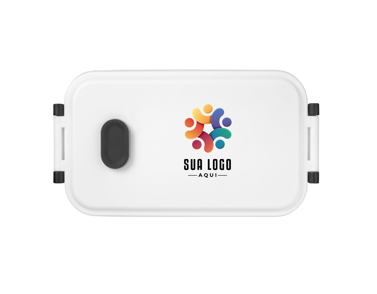 Marmita em PP com 900 mL de capacidade e compartimento interno para melhor organização. Tampa com válvula de duas posições, ideal para uso no micro-ondas (sem a tampa). Pode ser lavada na lava-louças. Um brinde corporativo prático para o dia a dia com sua marca presente.