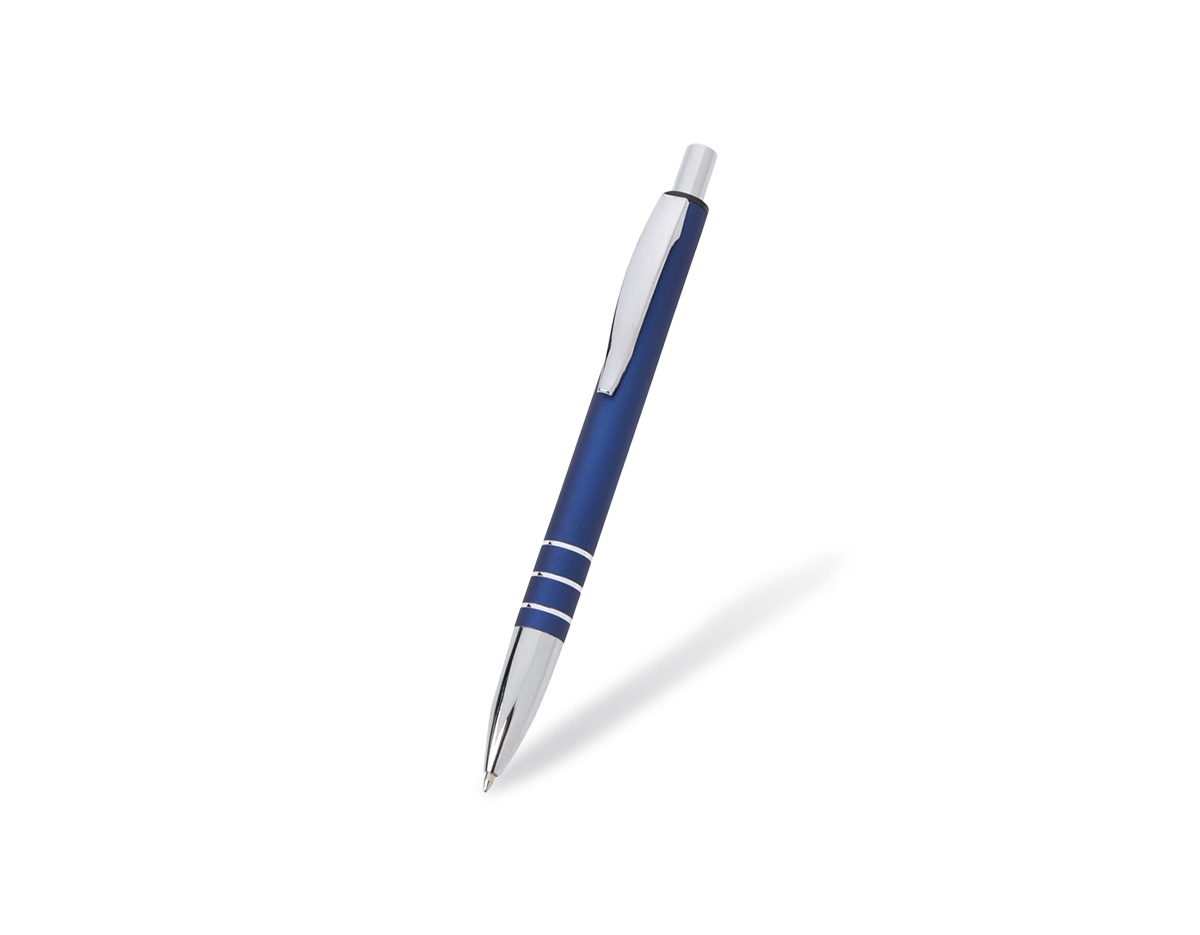 Caneta metálica com acabamento fosco, clipe resistente e ponteira plástica, unindo elegância e praticidade. Equipada com carga azul 1.0mm e acionamento por clique, oferece escrita suave e confiável. É um brinde corporativo versátil, com presença marcante e excelente custo-benefício.