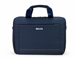 Pasta para notebook confeccionada em couro sintético impermeável com fechamento em zíper e capacidade para aparelhos de até 15,6 polegadas. Possui dois compartimentos: o principal, com revestimento acolchoado, quatro bolsos abertos de tamanhos diferentes e duas divisórias para canetas; e o frontal, com plaquinha metálica fixa na parte externa. Conta ainda com duas alças de mão e um par de abas metálicas para alças removíveis. Acompanha alça de ombro ajustável.
