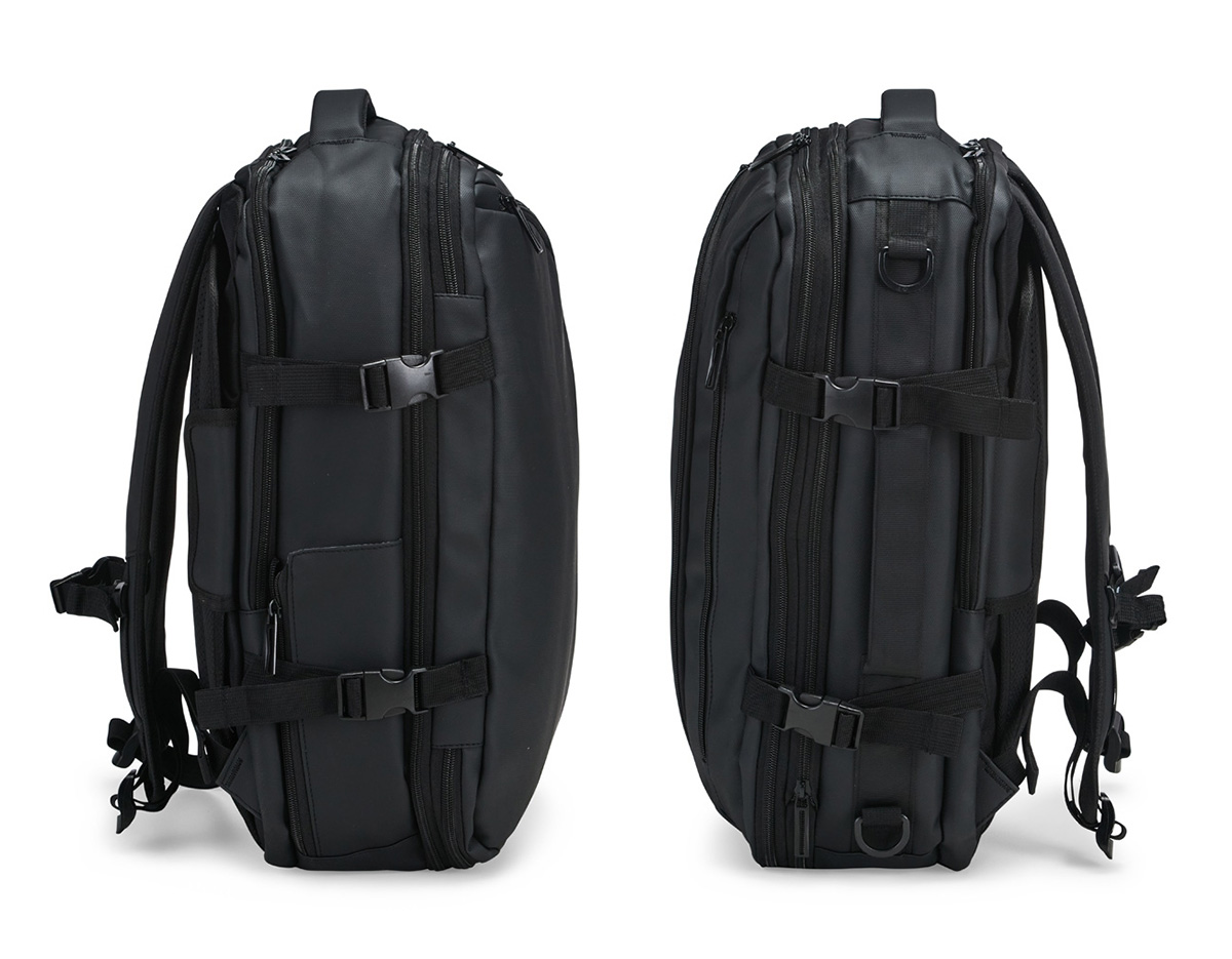 Mochila em nylon com camada de PU impermeável, com capacidade máxima de 28 litros, ideal para viagens, trabalho e uso diário. Possui compartimento interno com sistema de vedação a vácuo para armazenamento de roupas e objetos, além de duas divisórias em poliuretano termoplástico em tamanhos diferentes. Conta com bolsos frontais, bolso lateral em tela e bolso traseiro com divisória para notebook de até 15,6”. Dispõe ainda de alças acolchoadas em espuma respirável, alça lateral para transporte horizontal e alça de ombro ajustável em nylon. Um brinde corporativo moderno, versátil e de alto valor percebido.