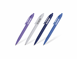 Caneta confeccionada inteiramente em plástico, com acionamento por clique e carga esferográfica azul 1.0mm. Oferece escrita suave e contínua, com design leve e funcional. Brinde corporativo prático, ideal para ações promocionais, eventos e uso diário.
