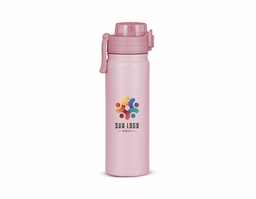 Garrafa térmica com capacidade para até 680ml. Feita em inox 304, possui estrutura de parede dupla e vedação a vácuo, permitindo a conservação da temperatura de líquidos por mais tempo. Conta com tampa rosqueável com trava de segurança, botão de acionamento para abrir a tampa protetora do bocal e alça para transporte. Acompanha um canudo plástico para encaixe no interior da garrafa.