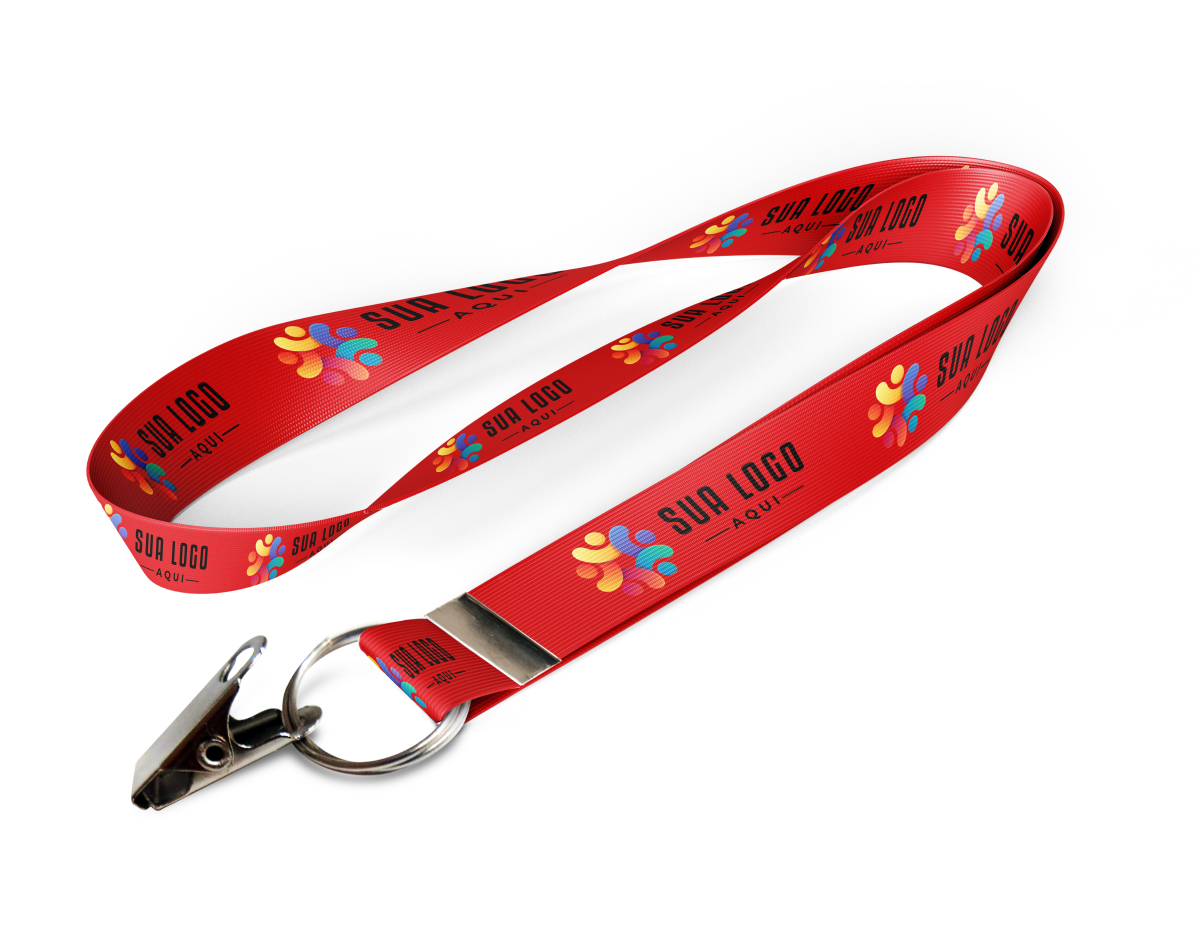 Cordão com prendedor jacaré lna argola 85cm X 2,5cm