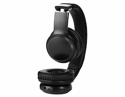 Fone de ouvido com estrutura em plástico e metal, além de hastes ajustáveis, revestimento em tecido sintético e espuma e iluminação RGB em LED. Possui conexão Bluetooth 5.0 e rádio FM, botões para controle e entradas para cartão microSD (TF), auxiliar P2 e USB-C para carregamento. Acompanha cabo USB-C.